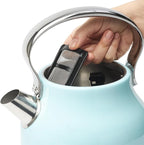 Haden Heritage 1.7 Liter Stainless Steel Electric Kettle, Hot Water Kettle with 360-Degree Base and Auto Shutoff, Turquoise & Chrome