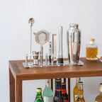 Cocktail Shaker Set with Arcylic Stand, Mixology Bartender Kit for Drink Mixing | Mixology Set with 7 Bar Set Tools Cocktail Kit (Silver)