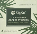 10,000 Count | KingSeal Bamboo Coffee Stirrers, Stir Sticks, 5.5 inches, Square End, 100% Renewable and Biodegradable - 10 Boxes x 1000 Stirrers