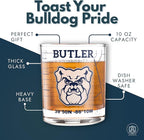 Greenline Goods – University of Butler Bulldogs College Whiskey Glasses (Set of 2), 10 oz – Full-Color Logo + Campus Map