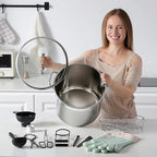 Stainless Steel Canning Pot with Rack and Lid, Large Water Bath Canner, Full Home Canning Supplies Starter Kit (20.5 Quarts, Black)