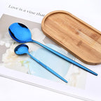 Blue 36-Pieces Silverware Flatware Mirror Polished Dinnerware, 18/0 Stainless Steel Cutlery Set For Home Kitchen Party Hotel Restaurant Wedding Service for 6