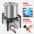60QT Crawfish Boiler | Seafood Boiling Kit | Dustproof Cover & 12" Skimmer Included | 110,000BTU Propane Jet Burner | 0-20 PSI CSA Certified Regulator | Crab Boil Pot for Outdoor Backyard Cooking