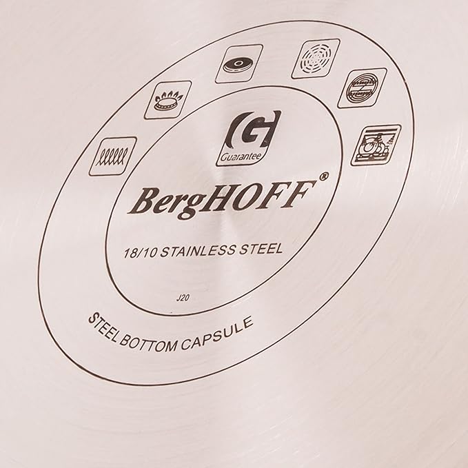 BergHOFF Ouro Gold 18/10 Stainless Steel 3Pc Cookware Set With Glass Lids for Starters Induction Pots and Pans PFOA-free, Rose Gold Handle