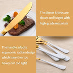 20-Piece White and Gold Silverware Set 18/0 Stainless Steel Silverware Set White Handle Cutlery Set Service for 4 Dinner Knives Forks Spoons Set Flatware Set Finish Dishwasher Safe