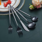 Stainless Steel Flatware Set, Titanium Plated, 40-Piece Service Set for 8 (Matte Black)