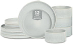 Stone Lain Bao 12-Piece Dinnerware Set Stoneware, Blue-Grey
