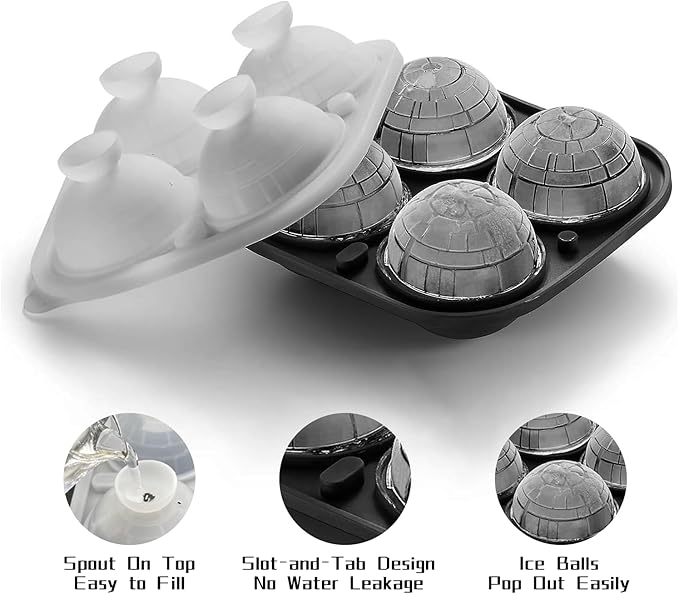 2.2" Sphere Ice Cube Molds Silicone 3D Big Ice Ball Maker Novelty Whiskey Ice Mold for Bourbon and Cola
