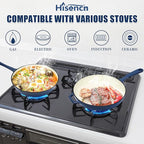 Hisencn Enameled Cast Iron Skillet Set - 3 Piece Ceramic Coated Fry Pan Set(8'',9.5'' 11''), PFAS/PTFE/PFOA Free, Oven & Induction Safe, Navy Blue Cookware for Gas/Electric Stovetop
