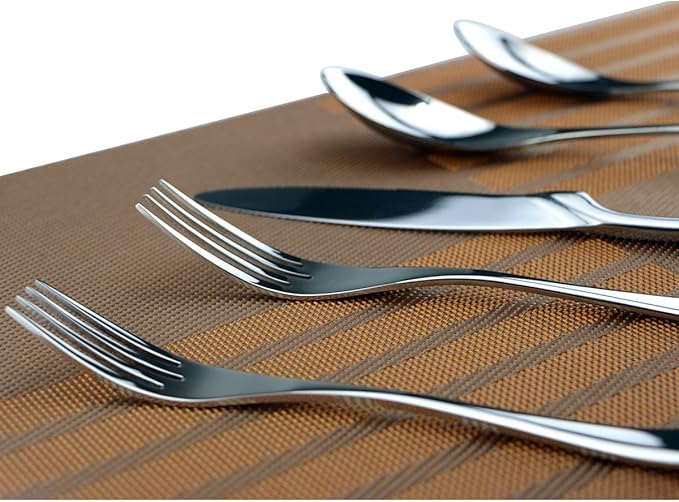 Silverware Set Mirror Polished Utensils – 5-Piece Flatware Set – Service for 1 – Stainless Steel Cutlery Kit of Dinner Forks, Spoons, Knives, Salad Forks & Teaspoons