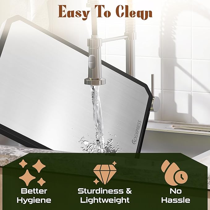 Titanium Cutting Board – Large 16x12” Stainless Steel Chopping Board, Medical-Grade, Dishwasher Safe, for Vegetables & Meat