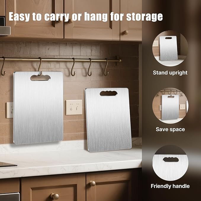 Titanium Cutting Board, 100% Pure Titanium Cutting Boards for Kitchen, Double-sided Food Grade Cutting Boards Non Toxic, Chopping Board Dishwasher Safe for Cutting Meat Vegetable Fruit(14L*10W)