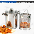 Asparagus Pot Deep Fryer Pot, Stainless Steel Steam Cooker with Basket and Lid Vegetable Asparagus Cooker for Pasta, Spaghetti, Japanese Tempura Small Deep Frying Pot with Oil Drip Drainer Rack, 4 Qt
