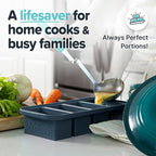 Souper Cubes 1 Cup Silicone Freezer Tray with Lids, Perfect for Storing Broth, Leftovers, Rice, Sauce and More, Silicone Soup Freezer Molds for Meal Prepping - Charcoal - 2-Pack