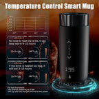 Temperature Control Heated Coffee Mug Smart Self Heating Travel Mug 12 Oz App Controlled Warmer Mug 4-10 Hour LED Display Keep Coffee Hot All Day Fast Wireless Charger Base Dull Black