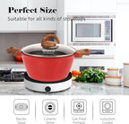 Nonstick Stockpot with Lid - 9 Inch/4.7 Quart Granite Coated Nonstick Stock Pot, All Stove Compatible Soup Pasta Cooking Pot, Red