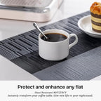 LEXMORE PVC Woven Placemats 8 PCS Wipeable Indoor/Outdoor Table Mats Washable Vinyl Place Mats for Dining Table, Set of 8-Silver Gray Black