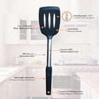Home & Kitchen Essentials Cooking Utensils Set - Non Stick Silicone Kitchen Utensils Set - Stainless Steel Handles, Heat Resistant, BPA Free, and Dishwasher Safe (Black, 19 Pieces)