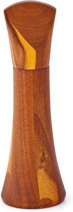 nambe Gourmet Collection Contour Pepper Mill | 9.5-Inch | Made with Acacia Wood and Ceramic Mechanism | Refillable Salt Mill Shakers | Designed by Lou Henry