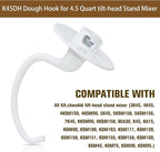 TOMOON K45DH Kitchen-Aid Bread Hook, C Dough Hook Attachment for 4.5-5 QT Bowl,Compatible for Kitchen-Aid Stand Mixer K45 K45SS KSM90 KSM150