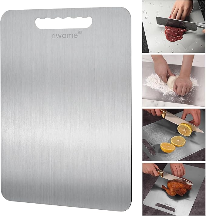 Titanium Cutting Board For Kitchen-Cutting Board Double Side Food Grade,Pure Cut Titanium,Durable Dishwasher Safe Easy to Clean Large Size (18''Lx12''W)