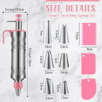 3 Sets Dessert Decorating Syringe Set, Cupcake Frosting Filling Injector with 6 Icing Nozzles 1 Nozzle Connector 3 Cream Scrapers Icing Tool, Cake Decorating Kit, Main Stainless Steel Design