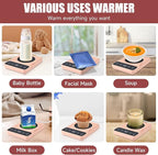 Mug Warmer - Electric Coffee Mug Warmer with Timer,Coffee Cup Warmer for Desk Auto Shut Off,Smart 6-Temperature Control, Coffee Accessories for Coffee Lovers, Pink