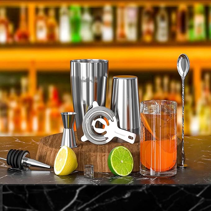 Cocktail Shaker, 27OZ Martini Shaker, Drink Shaker, Cocktail Shaker Set 6 Pcs,Boston Shaker, Bar Set, Cocktail Strainer, Bar tools, Bartender Kit, Stainless Steel Double Measuring Jigger, Mixing Spoon