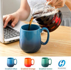 Hasense Ceramic Coffee Mugs Set of 4,15oz Large Mugs Set for Home and Office, Microwave & Dishwasher Safe, Coffee Cups for Coffee Tea Mike, Gradient Blue
