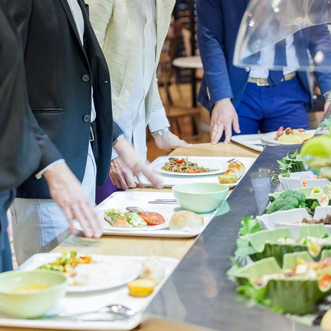 Embossed effectSet of 2 melamine rectangular serving trays/platters - White (2)