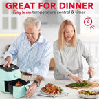 DASH Tasti-Crisp™ Electric Air Fryer Oven, 2.6 Qt., Aqua – Compact Air Fryer for Healthier Food in Minutes, Ideal for Small Spaces - Auto Shut Off, Analog, 1000-Watt