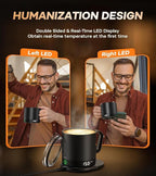 Heated Coffee Mug Rechargeable - Temperature Control Self Heating Coffee Mug 14oz with Lid, Double Sided & Real-Time LED Display, Hot up to 150℉, Birthday Gifts for Women and Men(Black)
