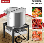 80QT Crawfish Boiler | Seafood Boiling Kit | Dustproof Cover & 16" Skimmer Included | 110,000BTU Propane Jet Burner | 0-20 PSI CSA Certified Regulator | Crab Boil Pot for Outdoor Backyard Cooking