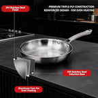 ROVSUN 11-Pcs Stainless Steel Cookware Set, Tri-Ply Pots and Pans Set, Non-Toxic Kitchen Set, PFOA & PTFE Free, Full Clad Frying Pans, Saucepans, Saute Pan & Stock Pot, Compatible for All Cooktops