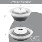 COOK WITH COLOR Collapsible Salad Spinner - 4 QT Space Saving Lettuce Dryer with Folding Collapsible Colander Great for Washing and Drying Fruit and Vegetables (Grey)