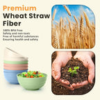 Homienly Large Wheat Straw Bowls 60oz Light Color Bowl Set of 8 - The Ultimate All-in-One Set for Salad, Soup, Cereal & Oatmeal, Microwave Safe & Unbreakable