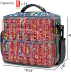 FlowFly Insulated Reusable Lunch Bag Adult Large Lunch Box for Women and Men with Adjustable Shoulder Strap,Front Zipper Pocket and Dual Large Mesh Side Pockets,Cactus