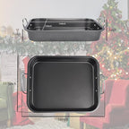 Kitcom Nonstick Roasting Pan with Rack, 16 Inch x 11.5 Inch Rectangular Roaster Set for Roasting Turkey, Chicken, Meat and Veggies, Gray