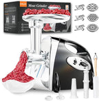 Electric Meat Grinder: [3000W Superior Motor] Meat Grinder with 6 PCS Stainless Steel Blades & Grinding Plates, Sausage Stuffer Tubes & Kubbe Kit Portable Handle for Gift (Black New)