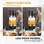 Glass Honey Dispenser,10 OZ Honey Pot with Handle,No Drip Honey Container Jar,Maple Syrup Dispenser,Ideal for Honey and Syrup,Black base