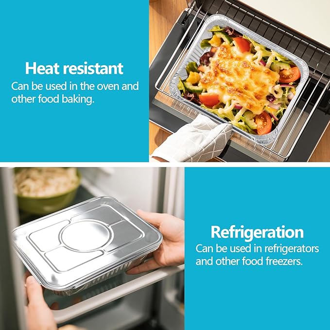 9x13 Thickened Aluminum Foil Pans, 20Pack Extra Deep Disposable Aluminum Pans for Roasting, Baking, Cooking, Food Prep, Chafing, Steam Table, Oven, Cake, and Party Catering.