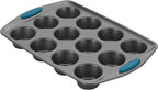 Rachael Ray Yum -o! Nonstick Bakeware 12-Cup Muffin Tin With Grips / Nonstick Cupcake Tin With Grips - 12 Cup, Gray