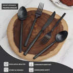 20 Piece Silverware Set for 4,Stainless Steel Flatware Set,Tableware Cutlery Set for Home and Restaurant Include Forks Knives Spoons,Mirror Finish,Dishwasher Safe (Black)