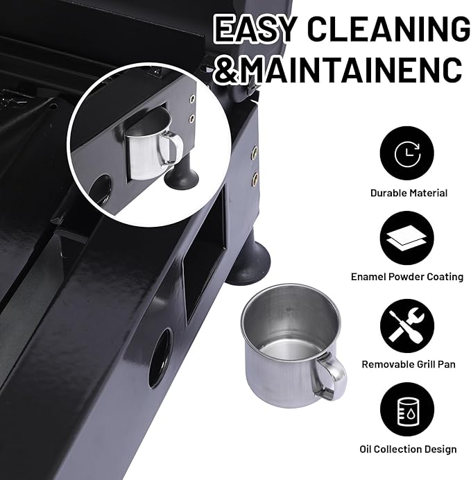 26 inch Tabletop Griddle with Ceramic Coated Cast Iron Plate, 3 Burners Flat Top pan, 28650 BTU Portable Propane Gas BBQ Grill Teppanyaki for Kitchen Outdoor Cooking Barbecue Camping (Griddle)