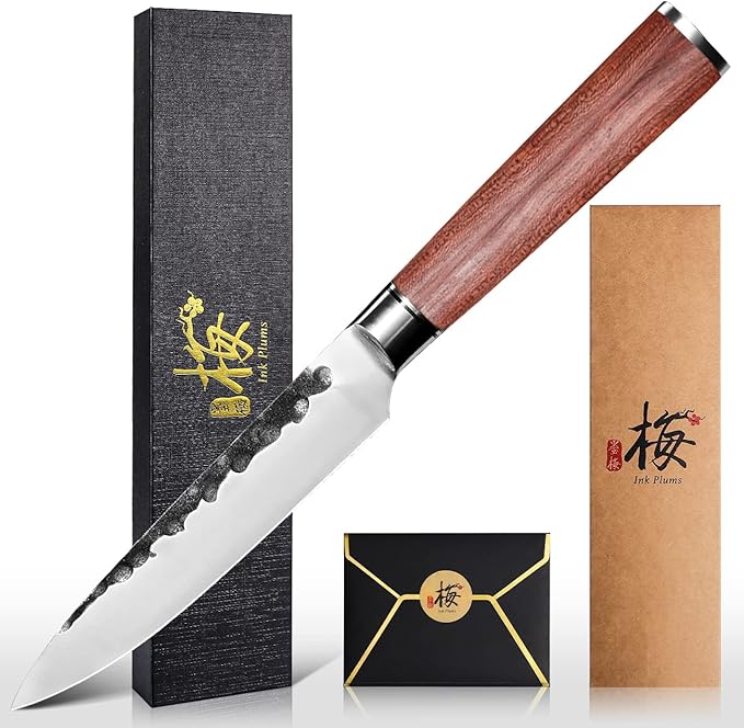 5 Inch Kitchen Paring Knife,Germany High Carbon Stainless Steel Professional Knife, Ultra Sharp,Hand-forged with Brazilian Rosewood,Gift Box