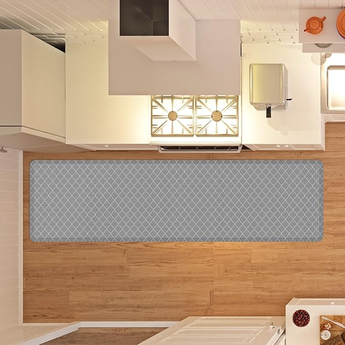 GelPro Anti-Fatigue Designer Comfort Kitchen Floor Mat, 30x108, Trellis Grey Stain Resistant Surface with 3/4” Thick Ergo-Foam Core for Health and Wellness