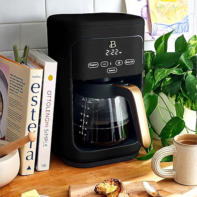 Beautiful Large Capacity 14-Cup Programmable Coffee Maker with 1-4 Cup Mode & Charcoal Filter by Beautiful (Black Sesame)