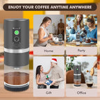 Portable Electric Coffee Grinder Stainless Steel Conical Burr Coffee Grinder with 45 Adjustable Settings Rechargeable Coffee Bean Grinder for Home, Travel, Camping, Office-Titanium color