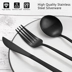 Matte Black Silverware Set, VANVRO 20-Piece Stainless Steel Flatware Set, Satin Finish tableware Cutlery Set, Service for 4, Home and Restaurant, Dishwasher Safe