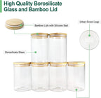 Urban Green Glass Jars with Bamboo Lids, Glass Airtight Canisters sets, Food Storage Container, Pantry Organization and Storage Jars, Kitchen Canisters Sets, Flour Containers of 6